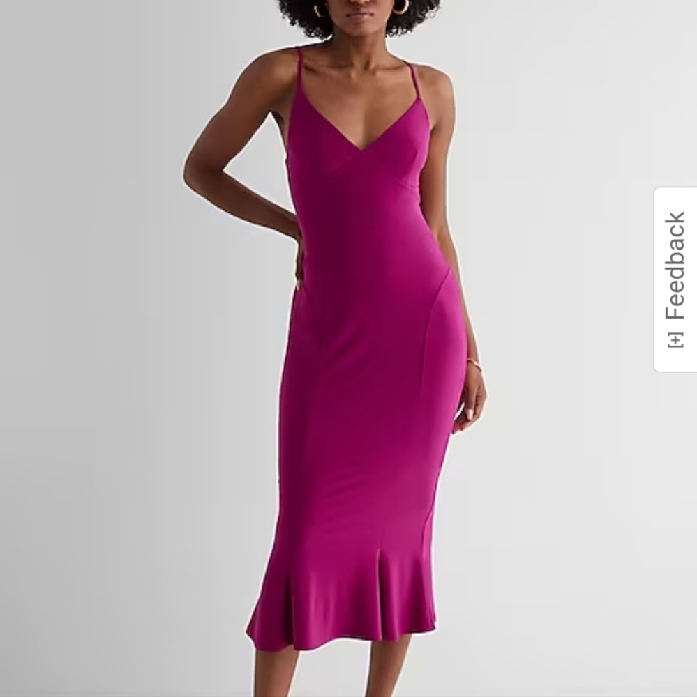 NWT Express V-Neck Sleeveless Midi Slip Dress SIZE M